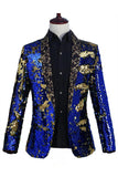 Châle scintillant revers violet et bleu Blazer de bal pour homme à paillettes