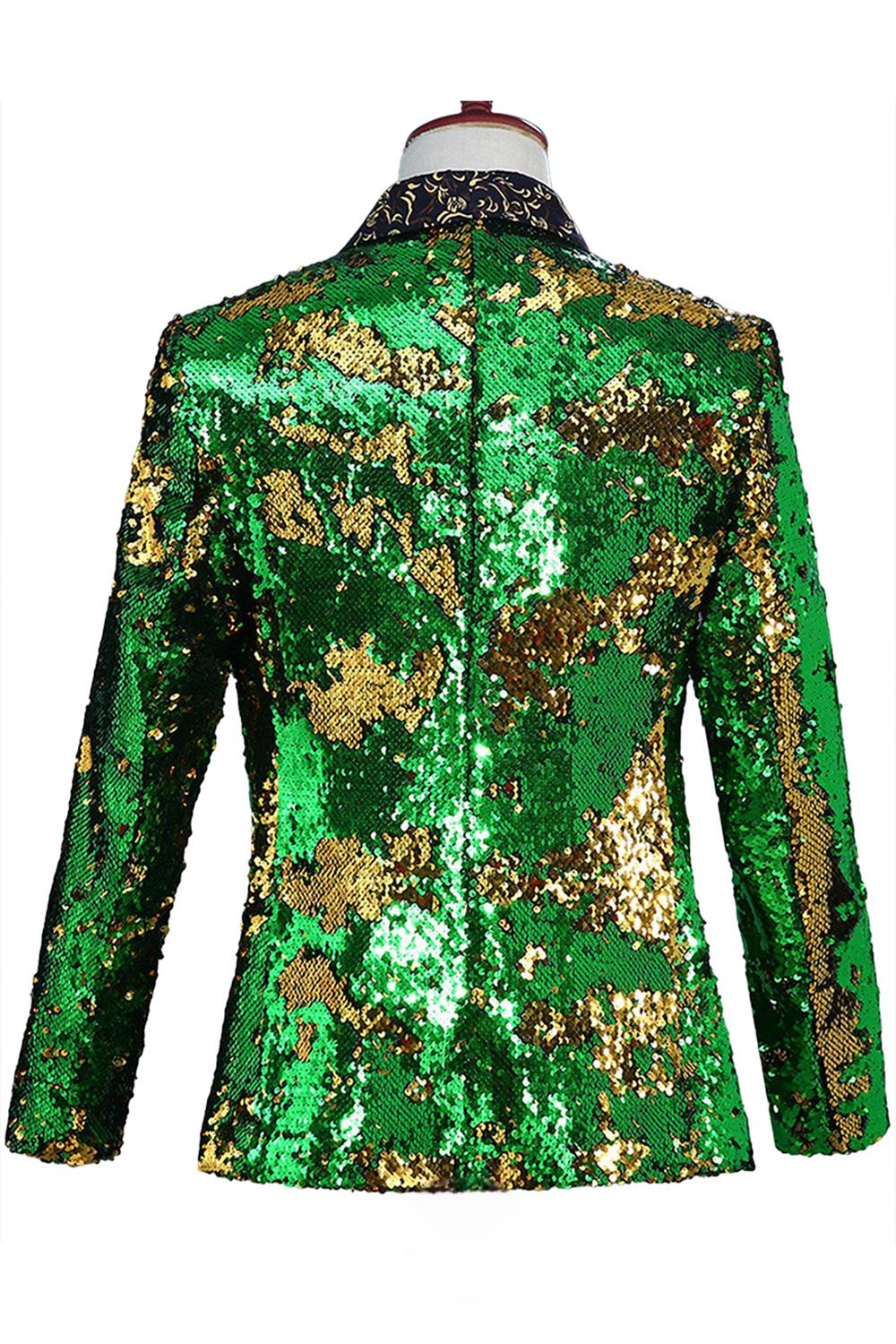 Châle scintillant revers violet et bleu Blazer de bal pour homme à paillettes