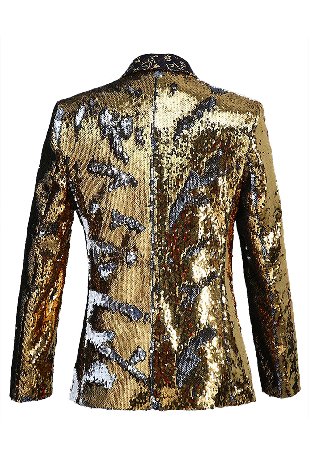 Châle scintillant revers violet et bleu Blazer de bal pour homme à paillettes