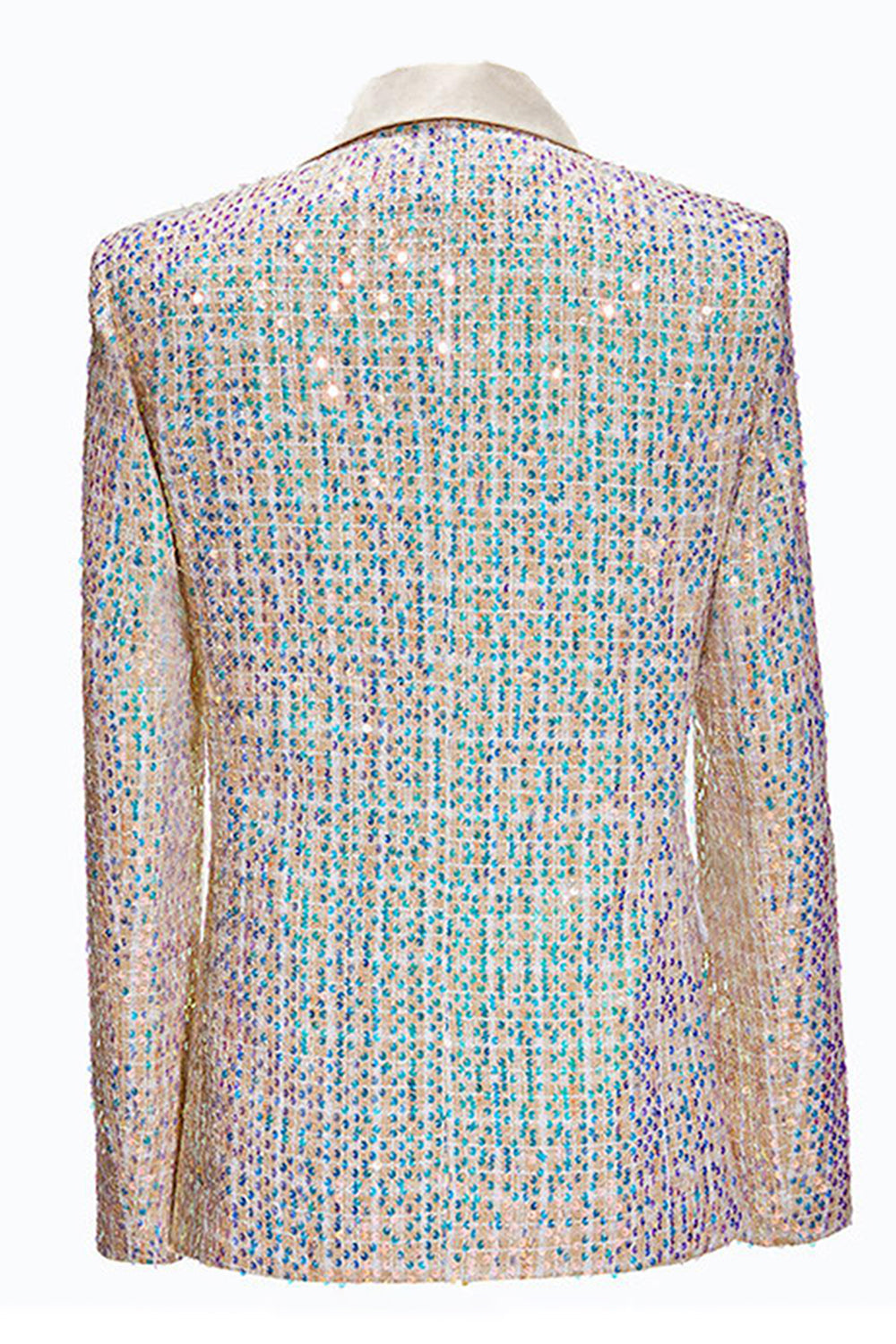 Champagne scintillant revers cranté 2 pièces costumes de bal pour hommes avec paillettes