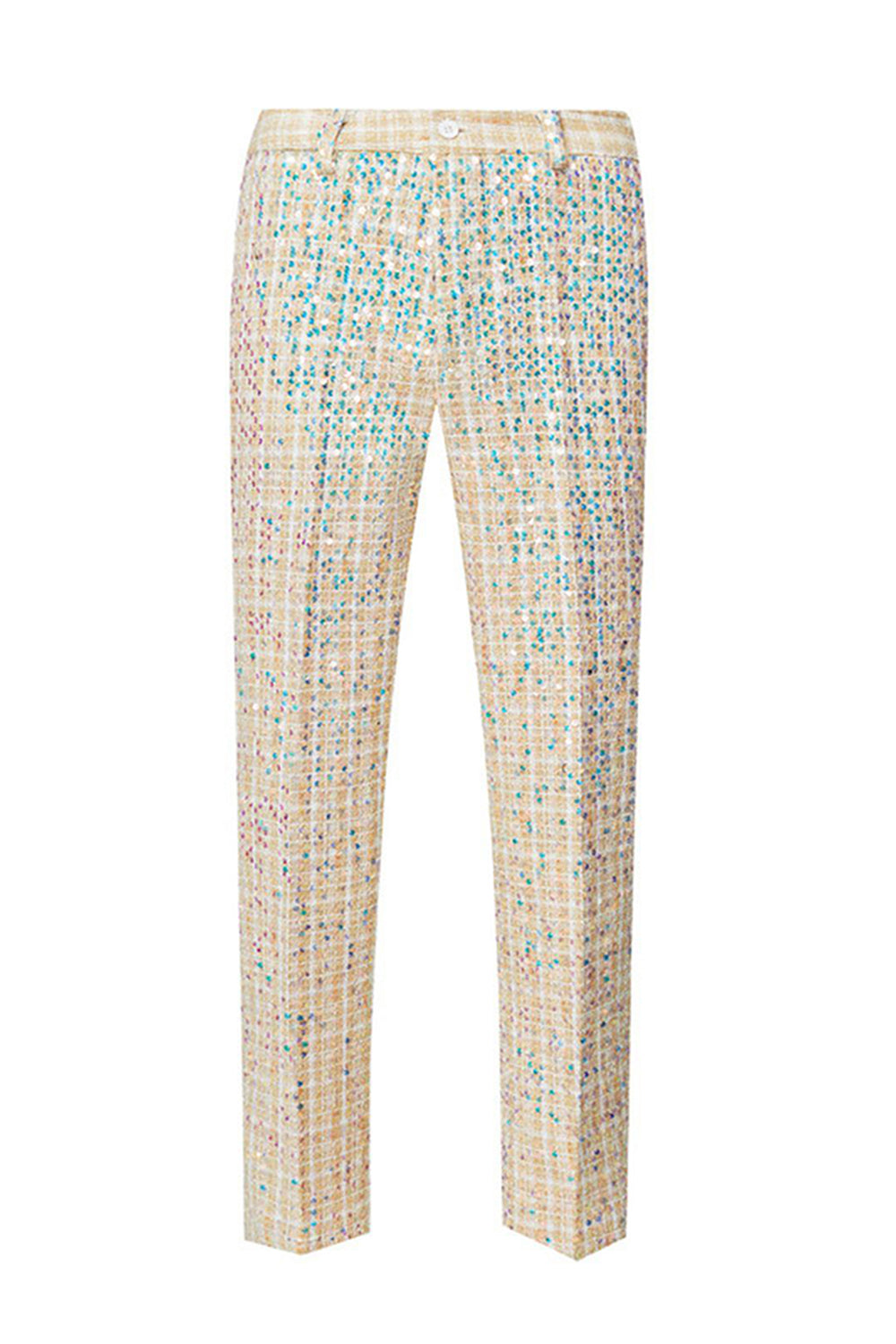 Champagne scintillant revers cranté 2 pièces costumes de bal pour hommes avec paillettes