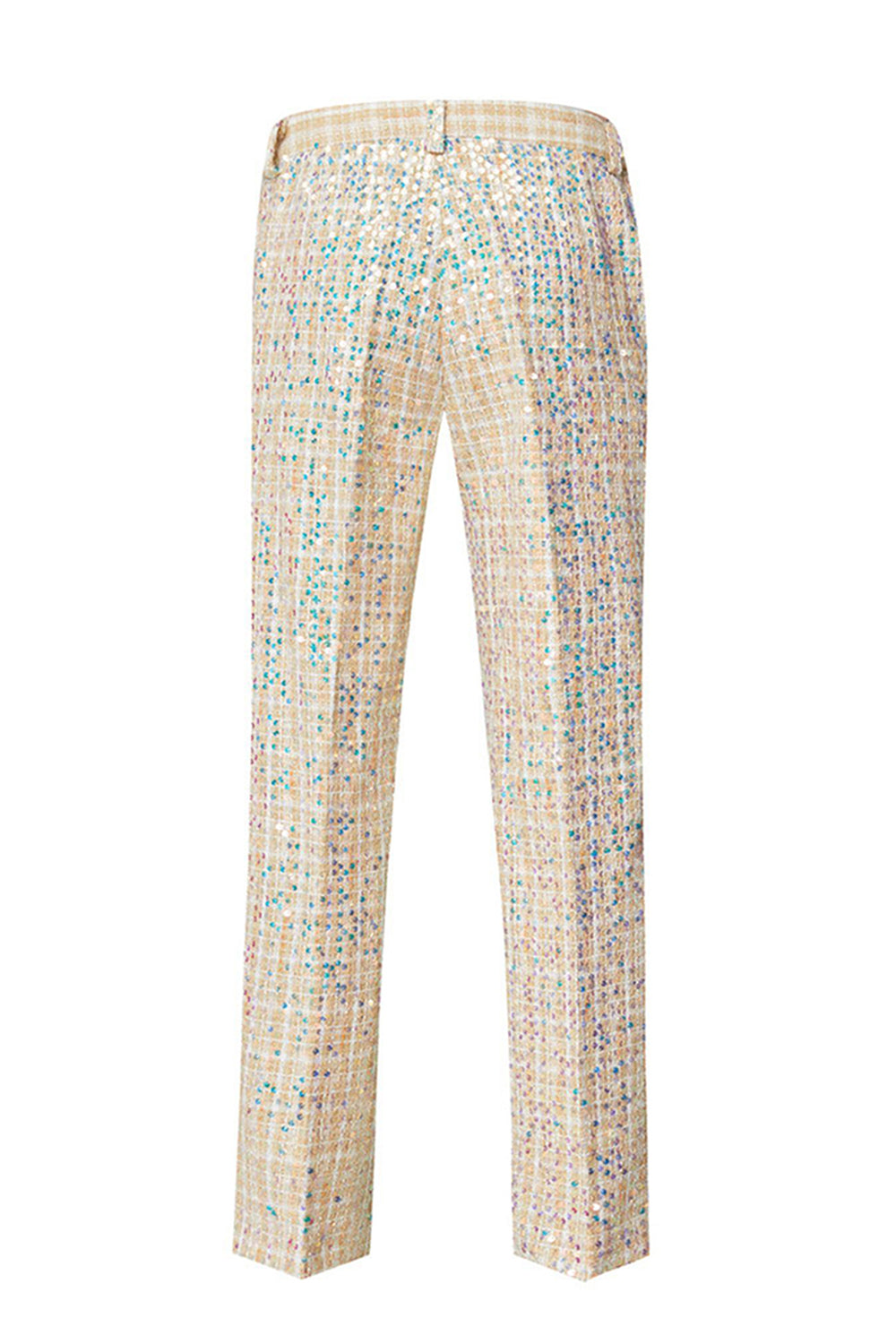 Champagne scintillant revers cranté 2 pièces costumes de bal pour hommes avec paillettes