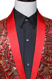 Blazer de bal à revers châle rouge à paillettes scintillantes pour homme