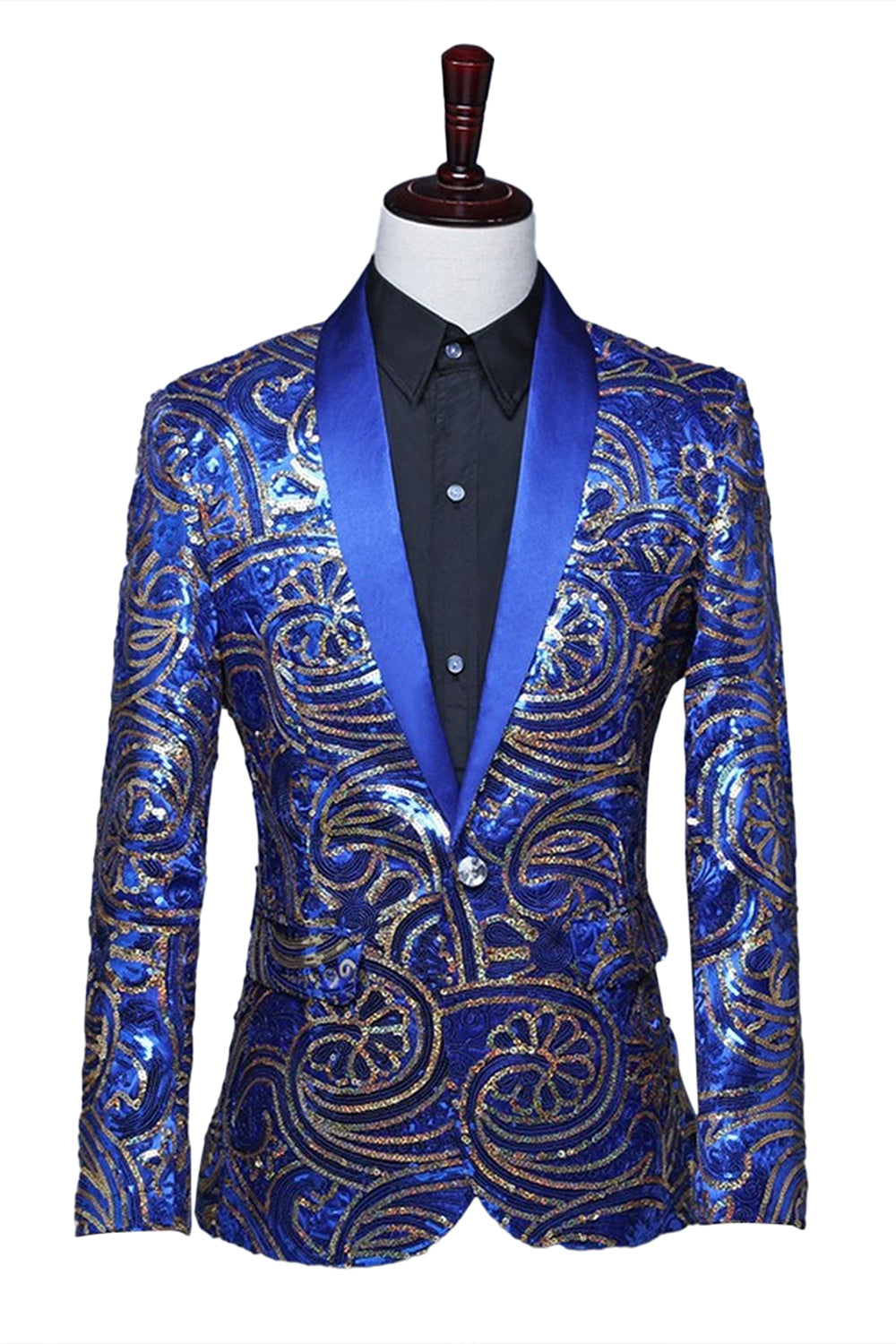 Blazer de bal à revers châle rouge à paillettes scintillantes pour homme