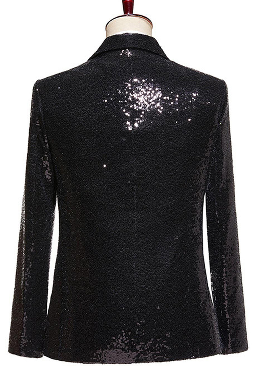 Paillettes noires 2 pièces à revers en pointe Costumes de bal pour hommes