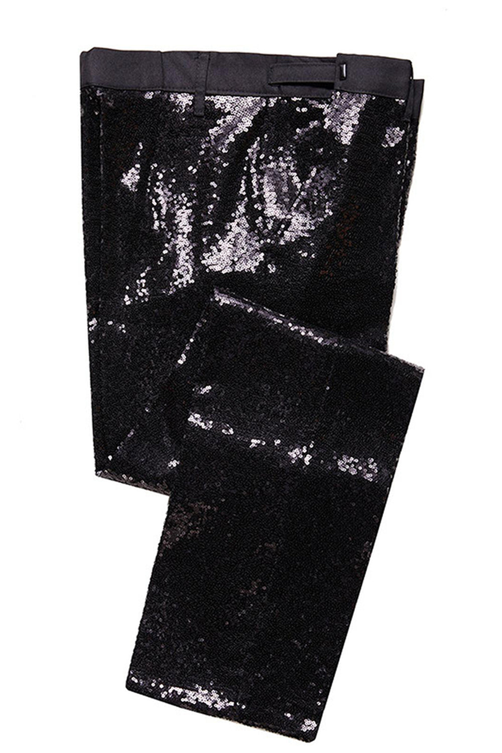Paillettes noires 2 pièces à revers en pointe Costumes de bal pour hommes