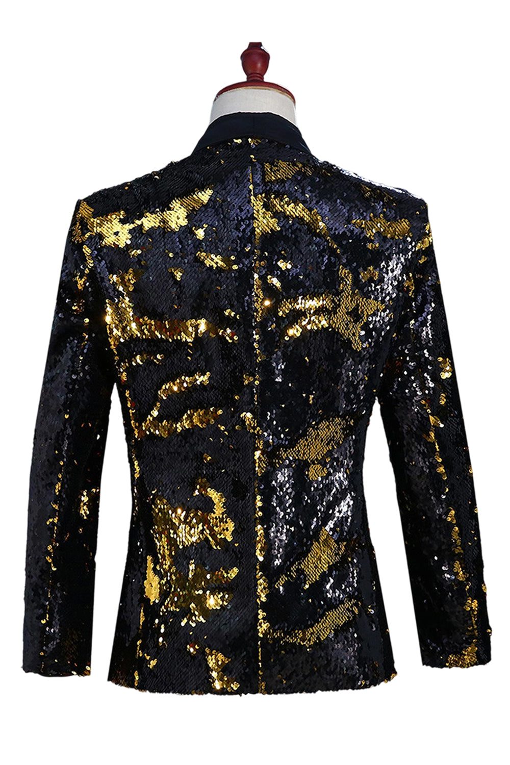 Blazer de bal pour homme à revers châle argenté et doré scintillant à paillettes