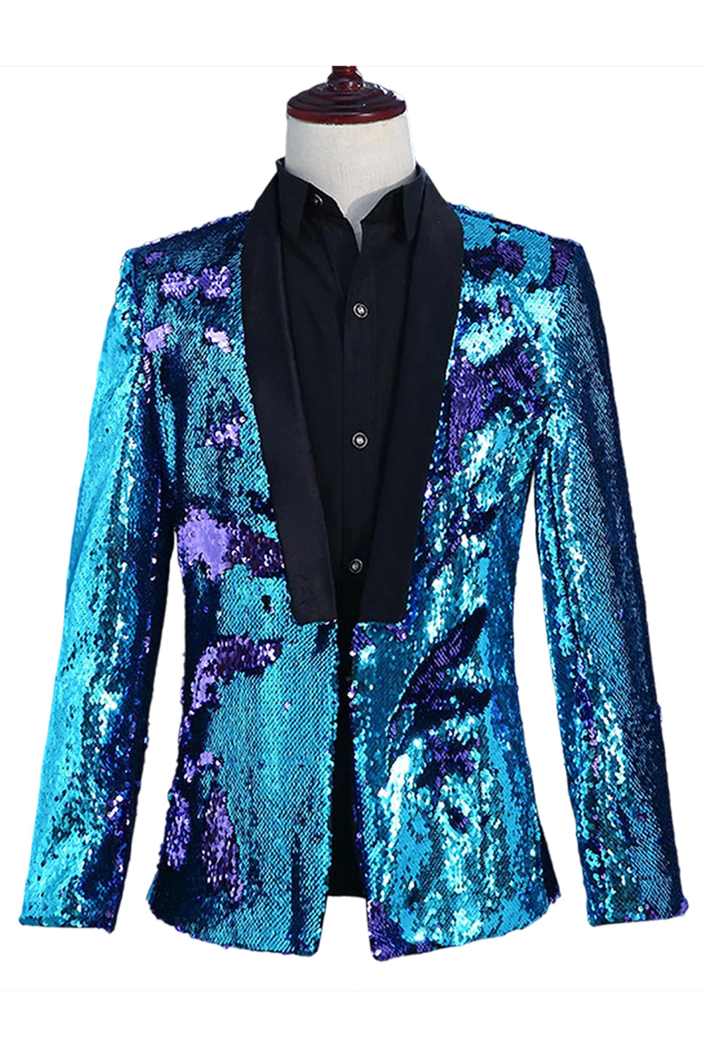 Blazer de bal pour homme à revers châle argenté et doré scintillant à paillettes