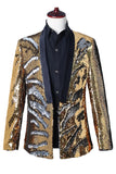 Blazer de bal pour homme à revers châle argenté et doré scintillant à paillettes