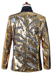 Blazer de bal pour homme à revers châle argenté et doré scintillant à paillettes