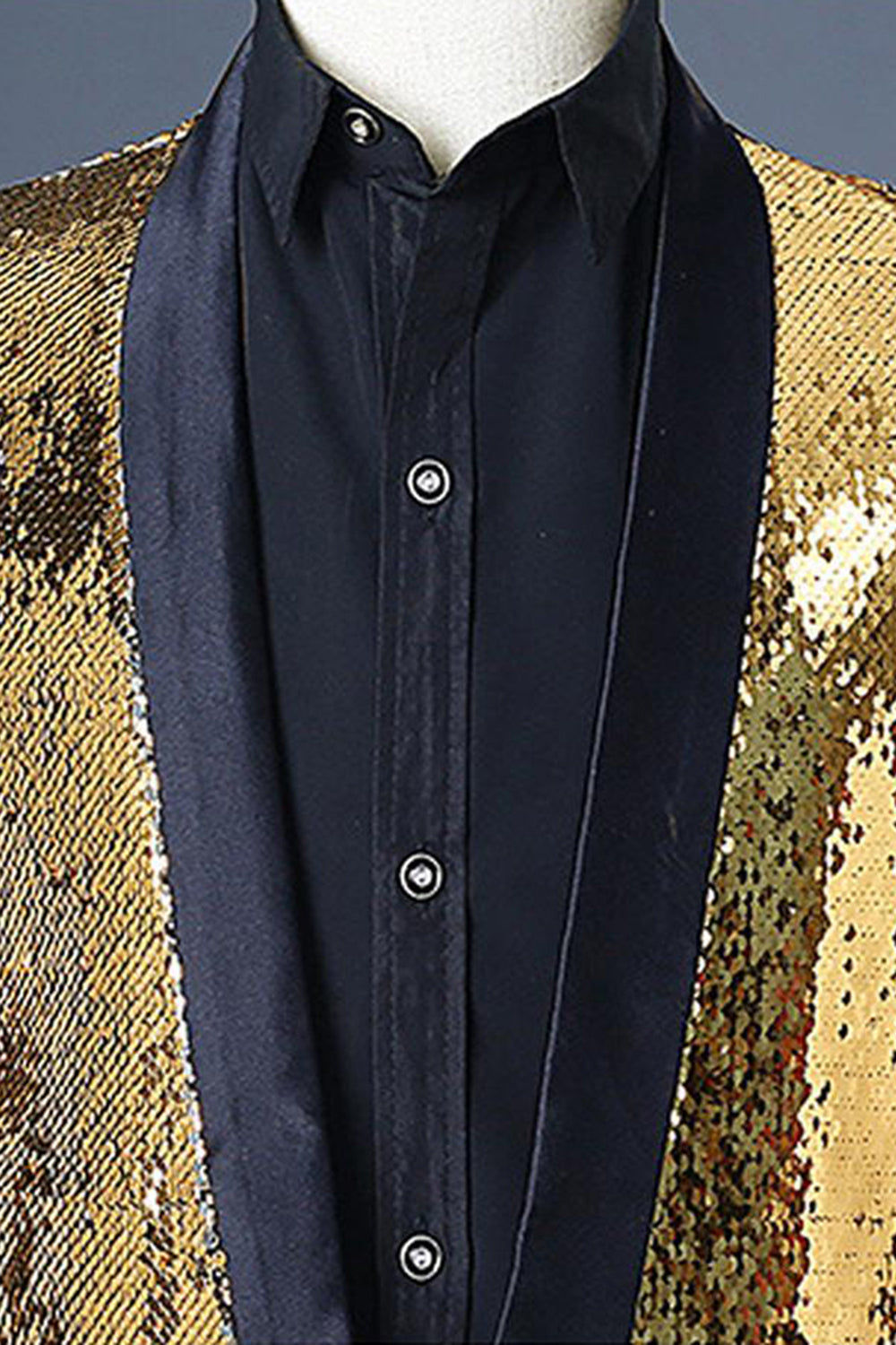 Blazer de bal pour homme à revers châle argenté et doré scintillant à paillettes