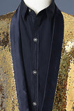 Blazer de bal pour homme à revers châle argenté et doré scintillant à paillettes