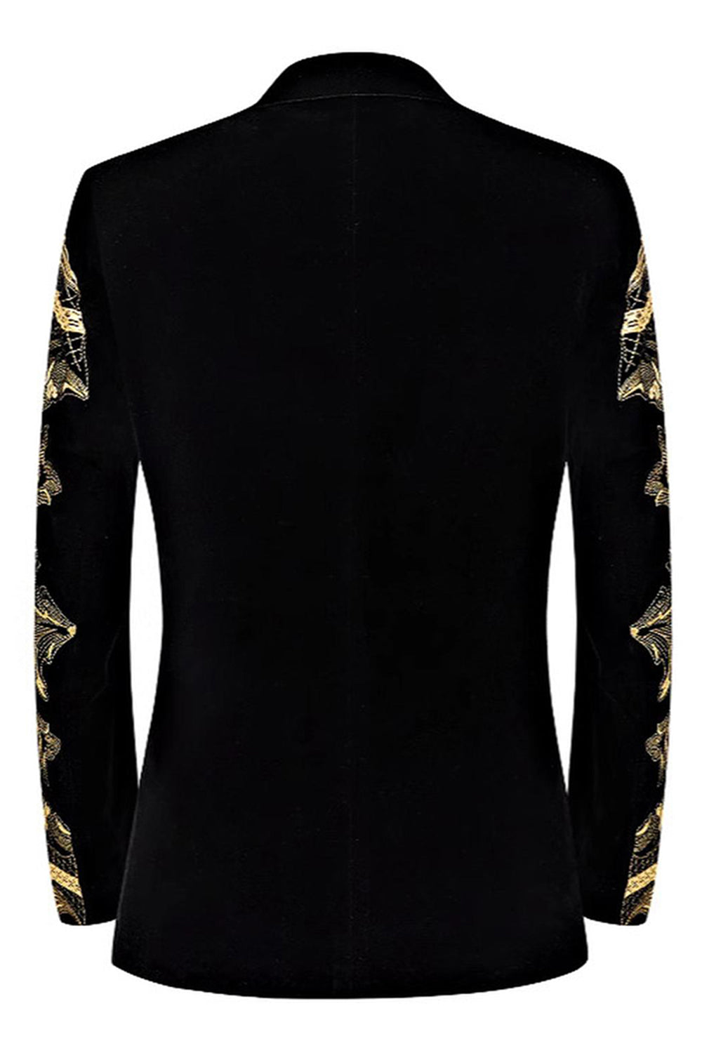 Costumes de bal 2 pièces en jacquard doré à revers crantés pour hommes