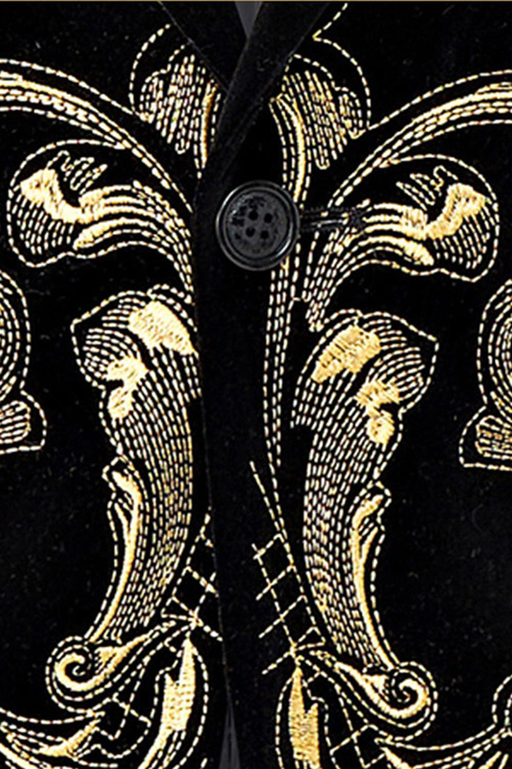 Costumes de bal 2 pièces en jacquard doré à revers crantés pour hommes
