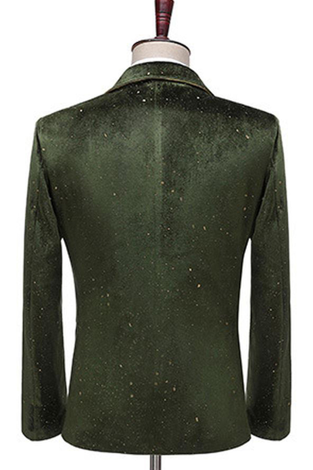 Glitter Green Taillette crantée 2 pièces Costume de bal pour hommes