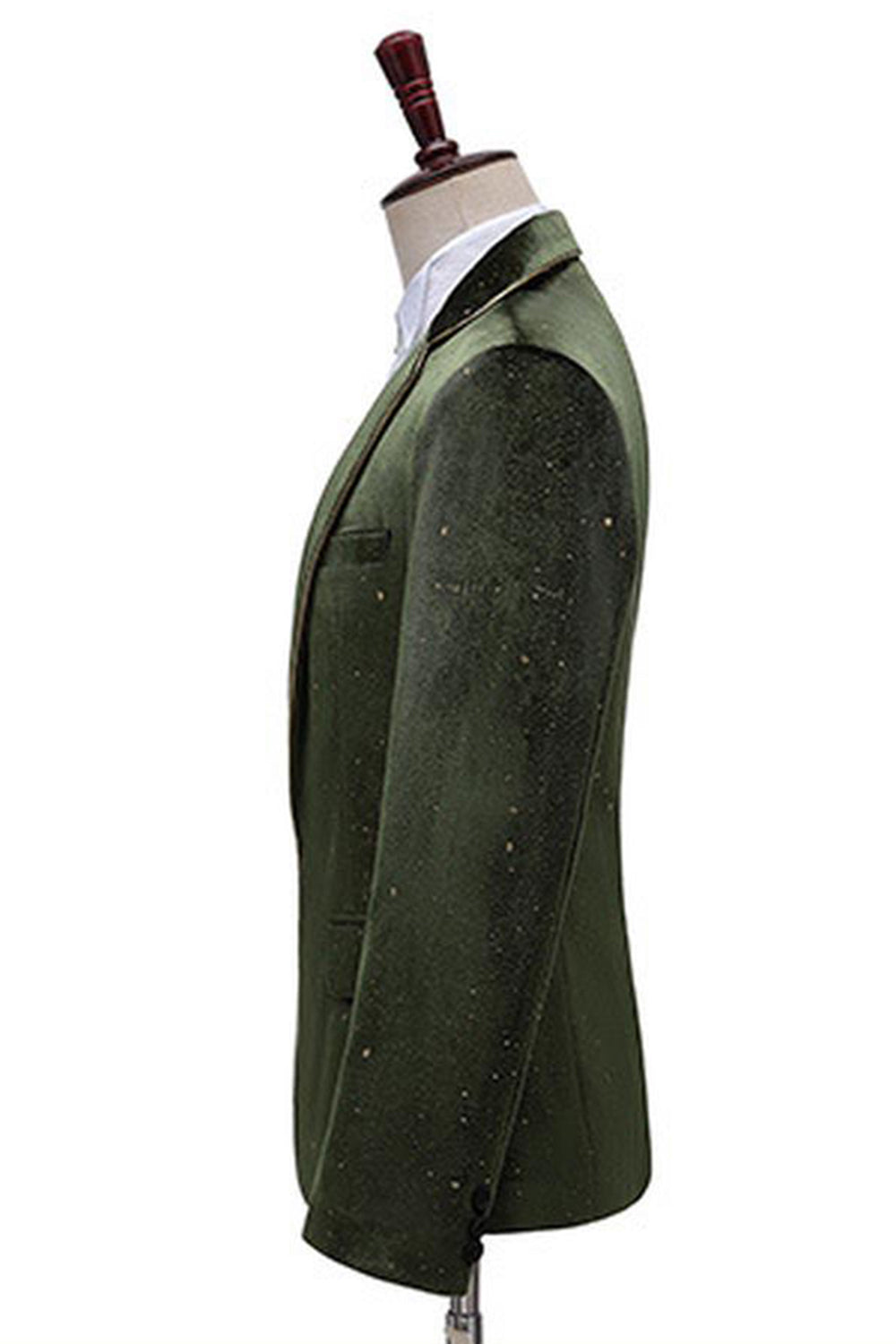 Glitter Green Taillette crantée 2 pièces Costume de bal pour hommes
