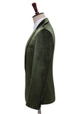Glitter Green Taillette crantée 2 pièces Costume de bal pour hommes