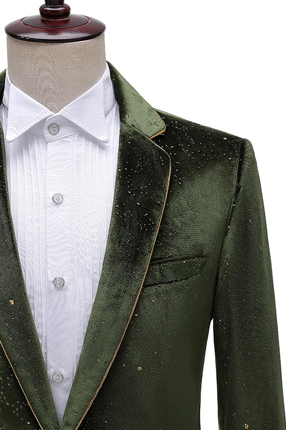 Glitter Green Taillette crantée 2 pièces Costume de bal pour hommes