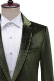 Glitter Green Taillette crantée 2 pièces Costume de bal pour hommes