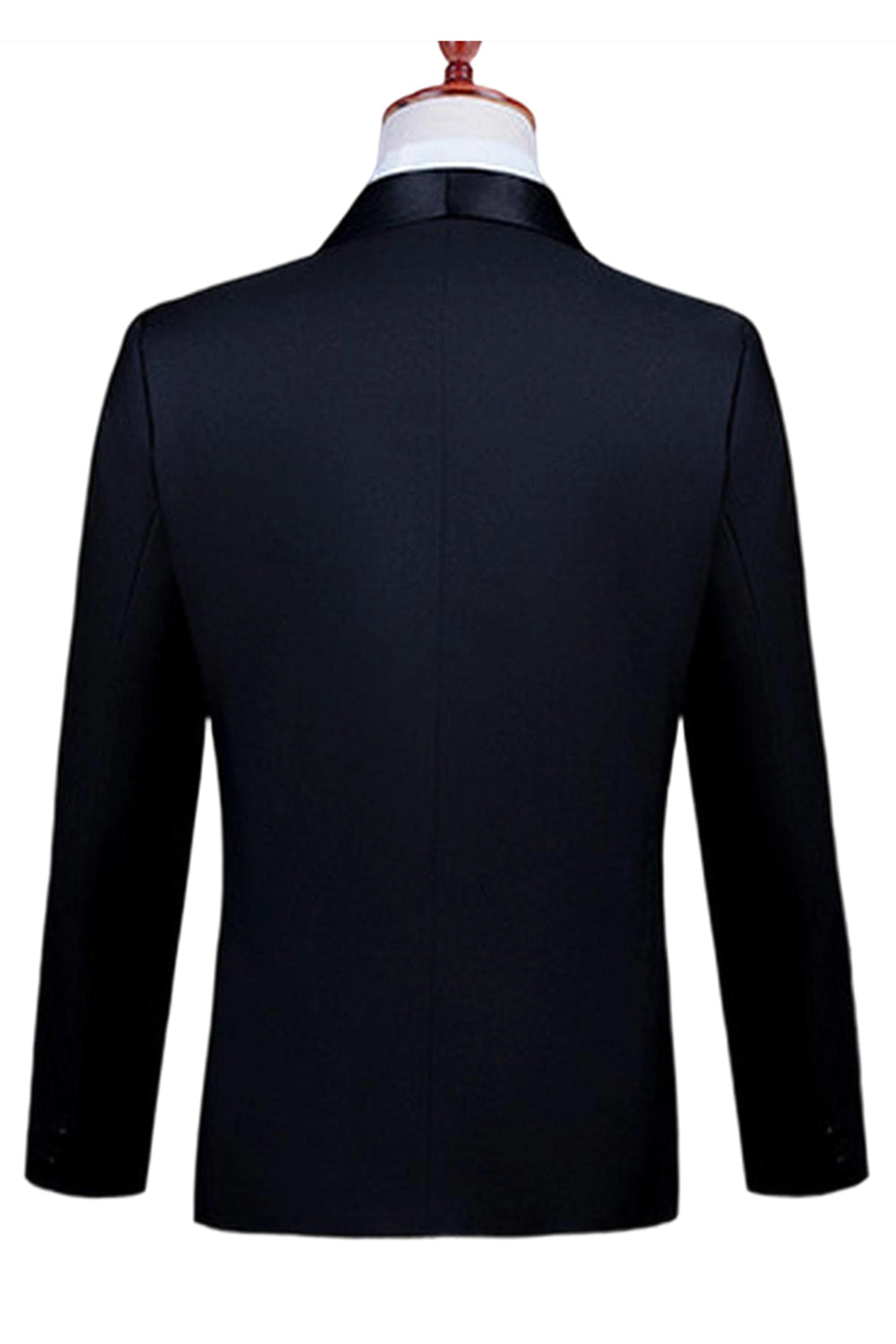 Costume 2 pièces à revers en pointe un bouton noir pour hommes avec perles