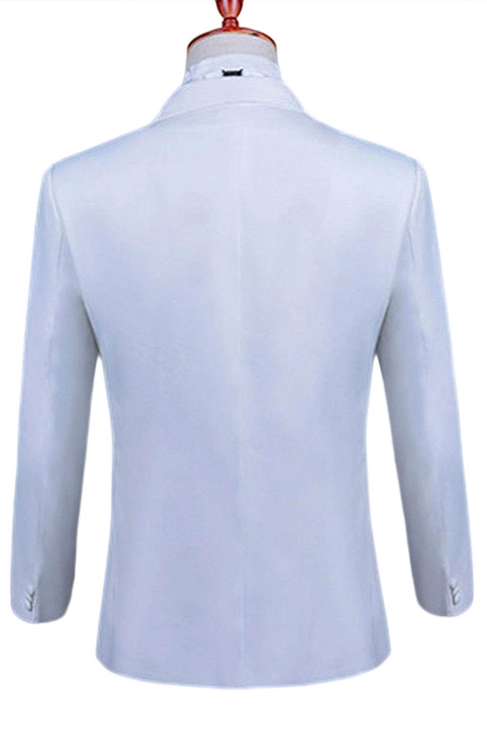 Costume de bal pour hommes 2 pièces à un bouton blanc avec perles