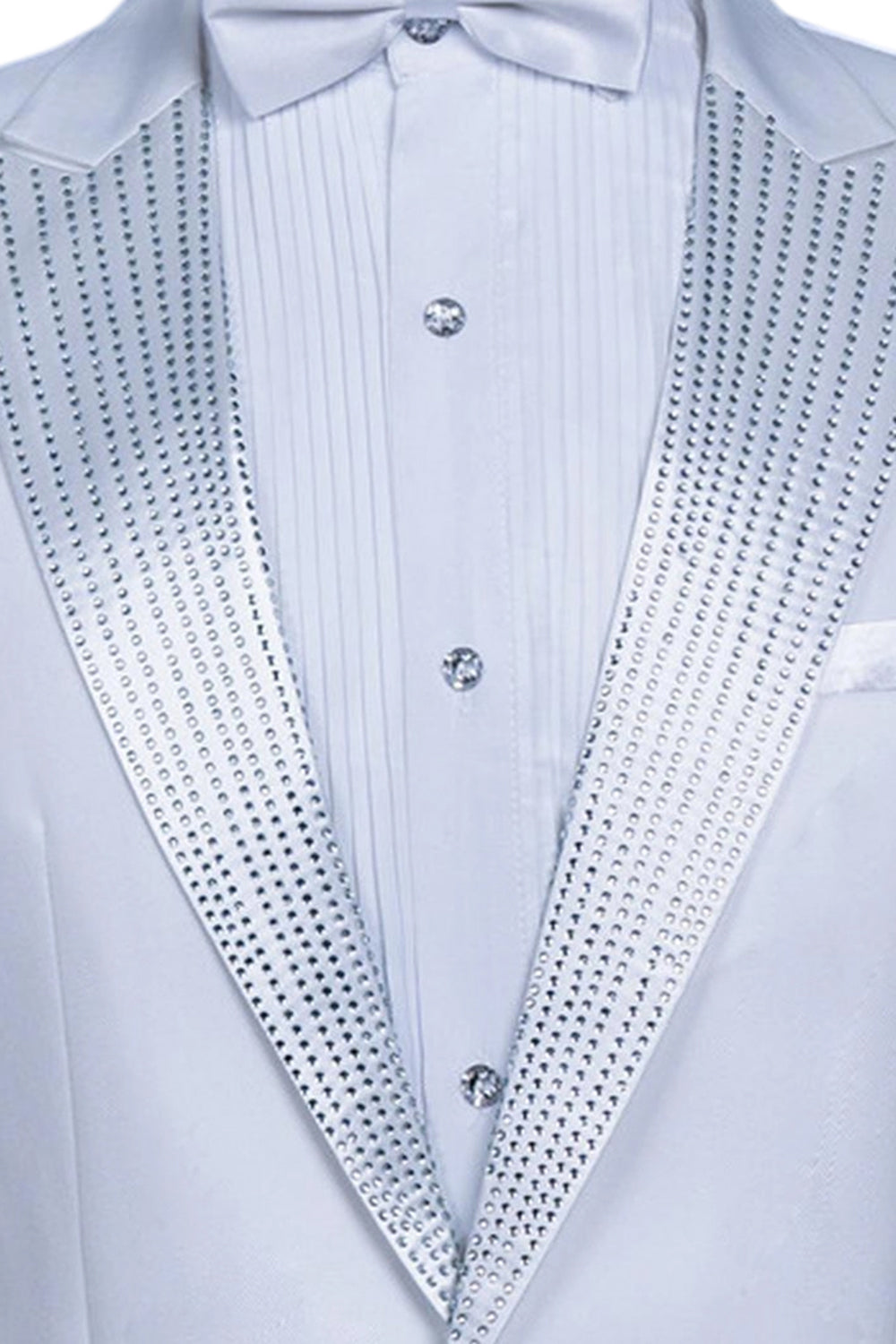 Costume de bal pour hommes 2 pièces à un bouton blanc avec perles