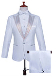 Costume de bal pour hommes 2 pièces à un bouton blanc avec perles