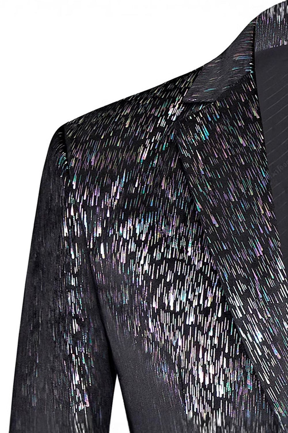 Costume de bal 2 pièces noir scintillant à revers cranté pour hommes avec fleur 3D