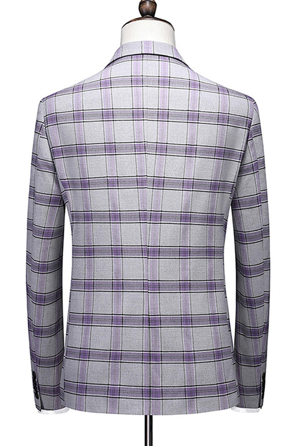 Gris violet rayé 3 pièces revers crantés costumes de bal pour hommes