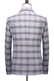 Gris violet rayé 3 pièces revers crantés costumes de bal pour hommes