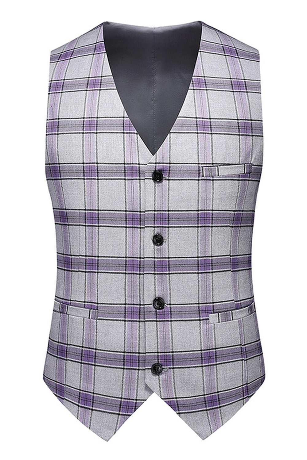 Gris violet rayé 3 pièces revers crantés costumes de bal pour hommes