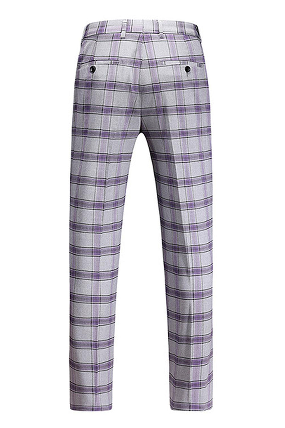 Gris violet rayé 3 pièces revers crantés costumes de bal pour hommes