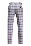 Gris violet rayé 3 pièces revers crantés costumes de bal pour hommes