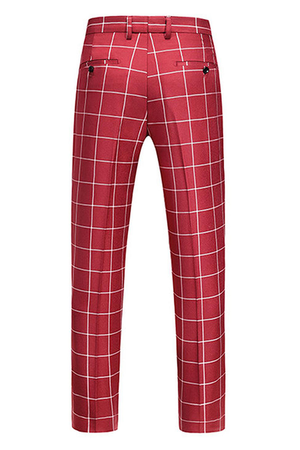 Rayures rouges à revers pointu 3 pièces Costumes de bal pour hommes