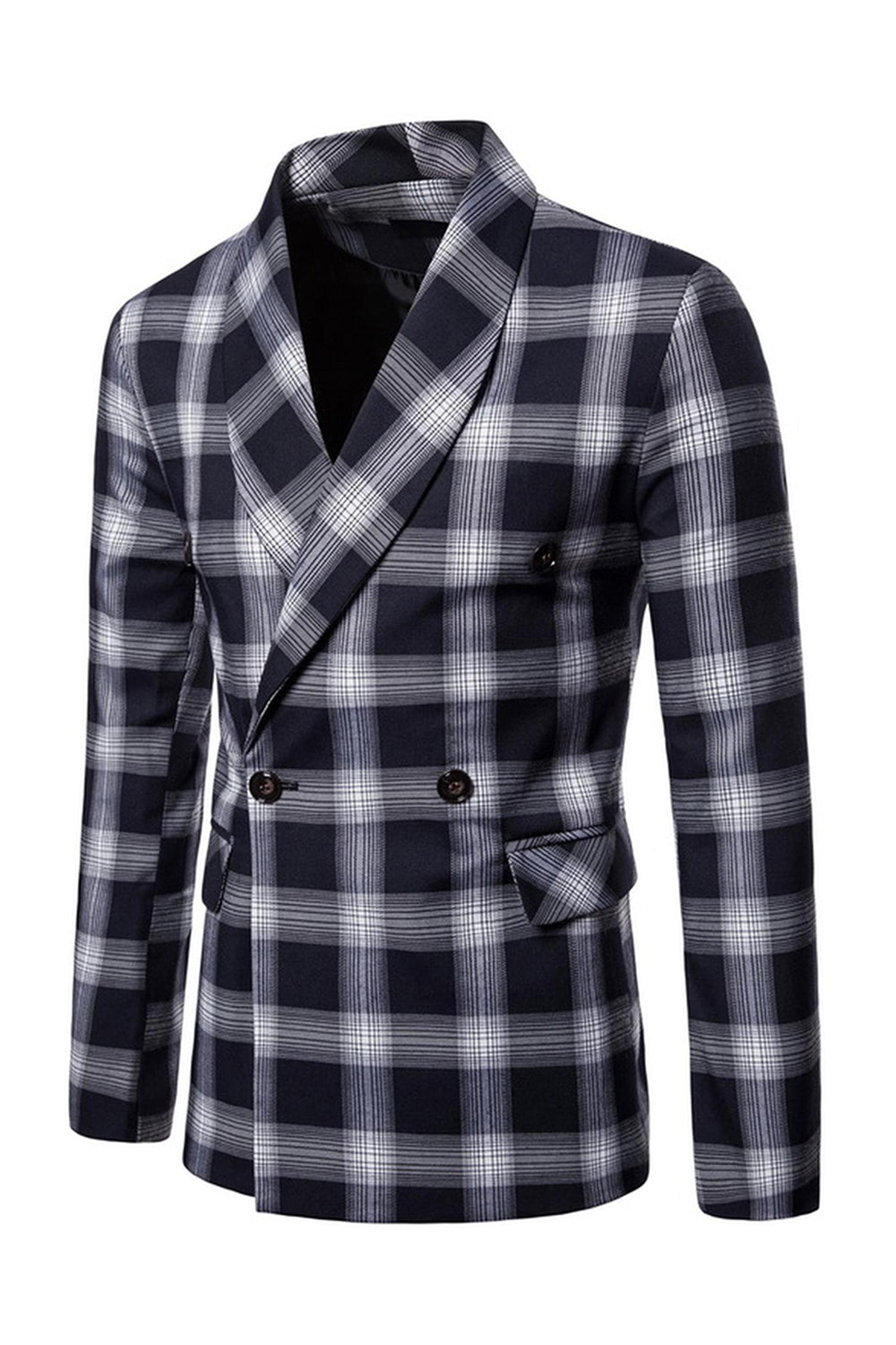 Blazer de bal à rayures châle bleu marine pour hommes