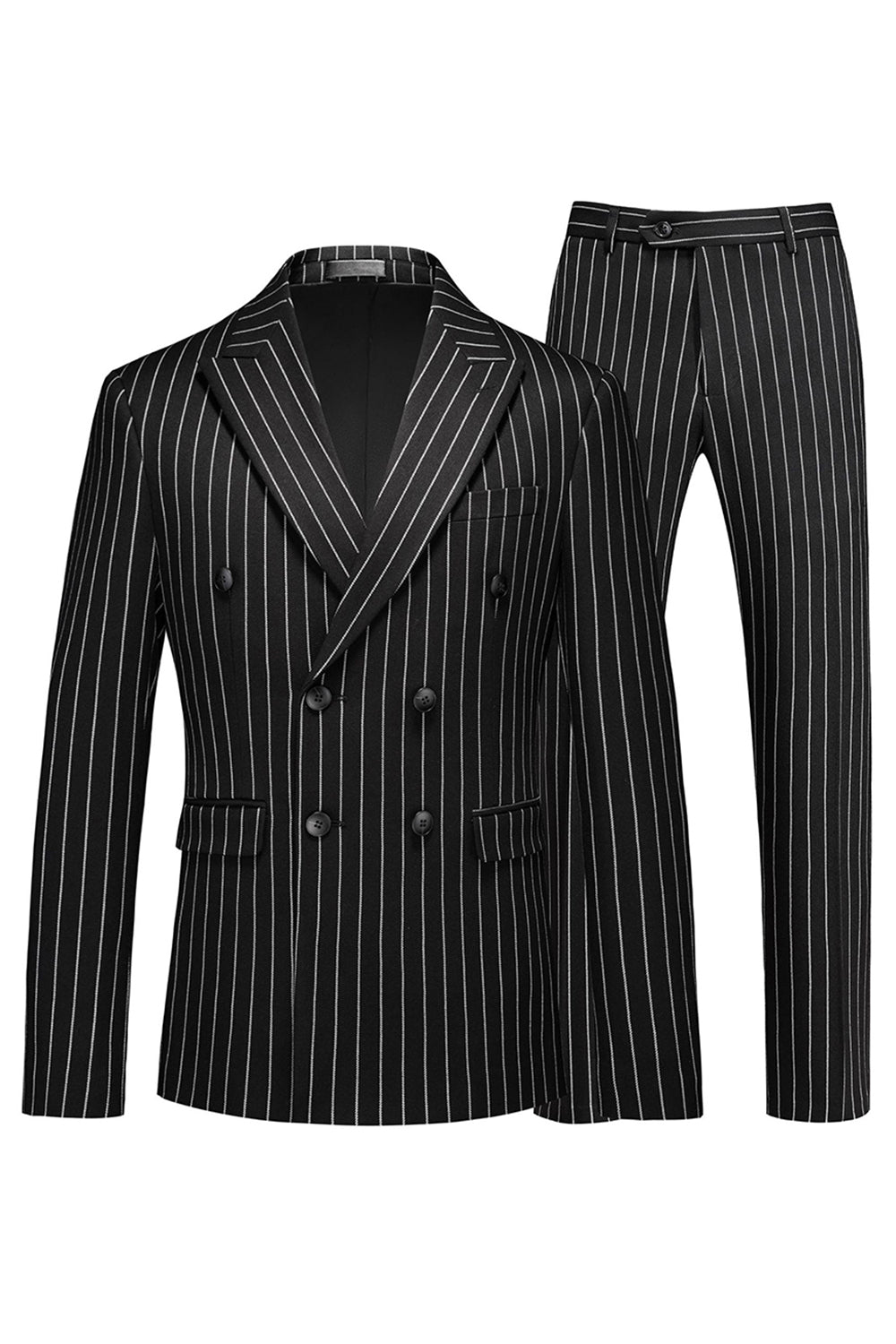 Blue Peak Lapel Striped 2 pièces Hommes Costumes
