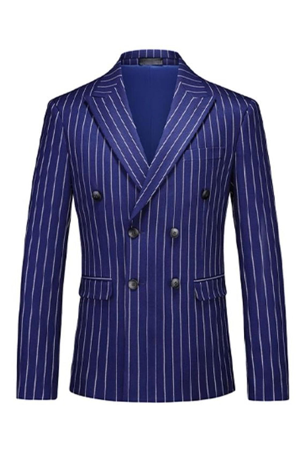 Blue Peak Lapel Striped 2 pièces Hommes Costumes