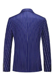 Blue Peak Lapel Striped 2 pièces Hommes Costumes