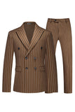 Blue Peak Lapel Striped 2 pièces Hommes Costumes