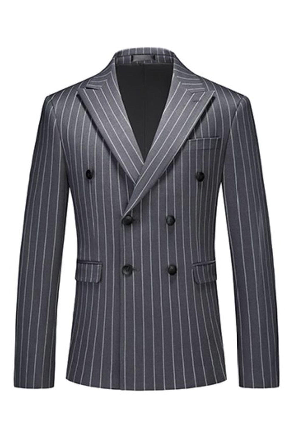 Blue Peak Lapel Striped 2 pièces Hommes Costumes