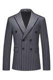 Blue Peak Lapel Striped 2 pièces Hommes Costumes