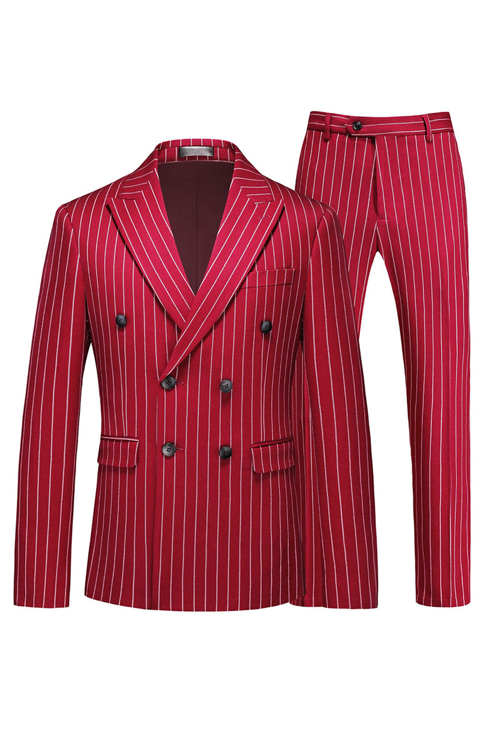 Blue Peak Lapel Striped 2 pièces Hommes Costumes