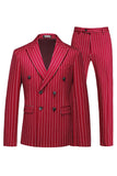 Blue Peak Lapel Striped 2 pièces Hommes Costumes