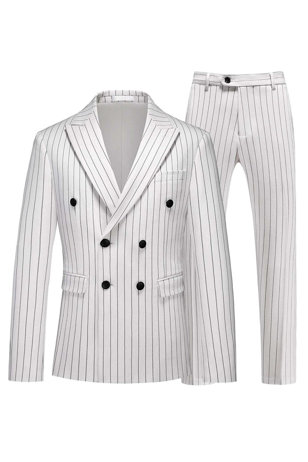 Blue Peak Lapel Striped 2 pièces Hommes Costumes