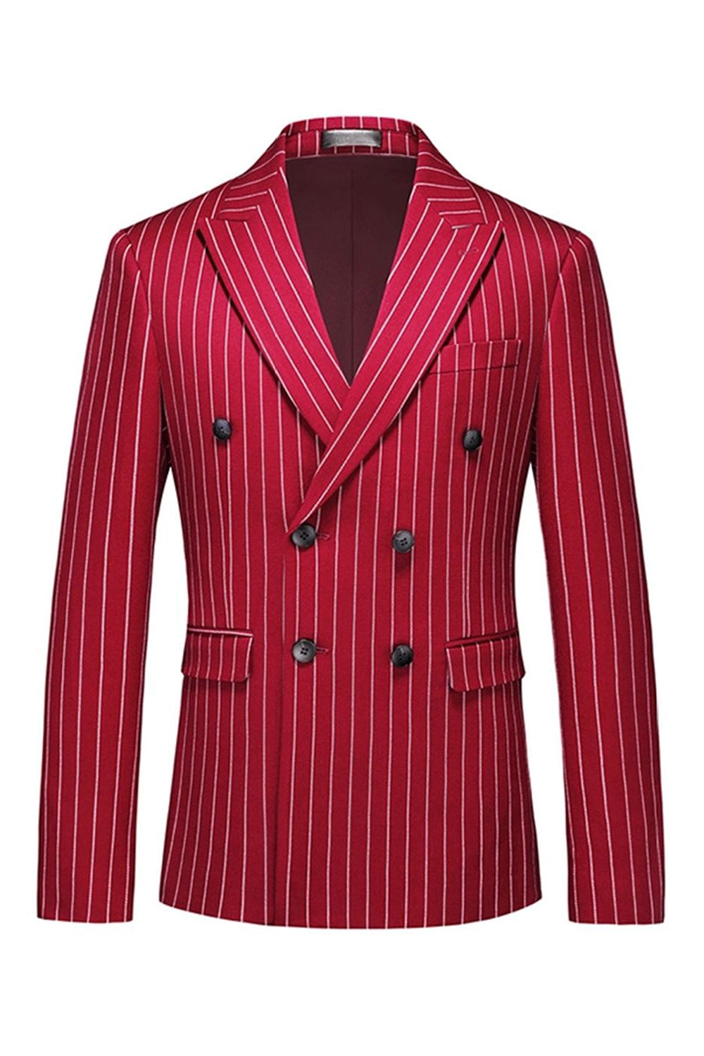 Rayures rouges Peak Lapel Hommes 3 pièces Costumes