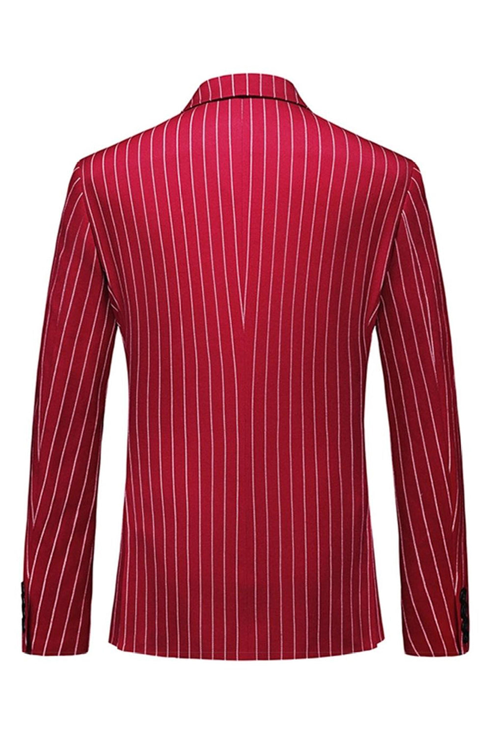 Rayures rouges Peak Lapel Hommes 3 pièces Costumes