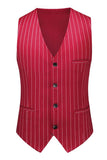 Rayures rouges Peak Lapel Hommes 3 pièces Costumes