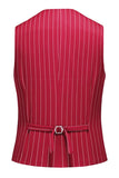 Rayures rouges Peak Lapel Hommes 3 pièces Costumes
