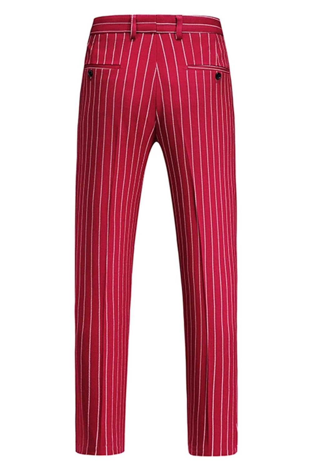 Rayures rouges Peak Lapel Hommes 3 pièces Costumes