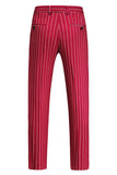 Rayures rouges Peak Lapel Hommes 3 pièces Costumes